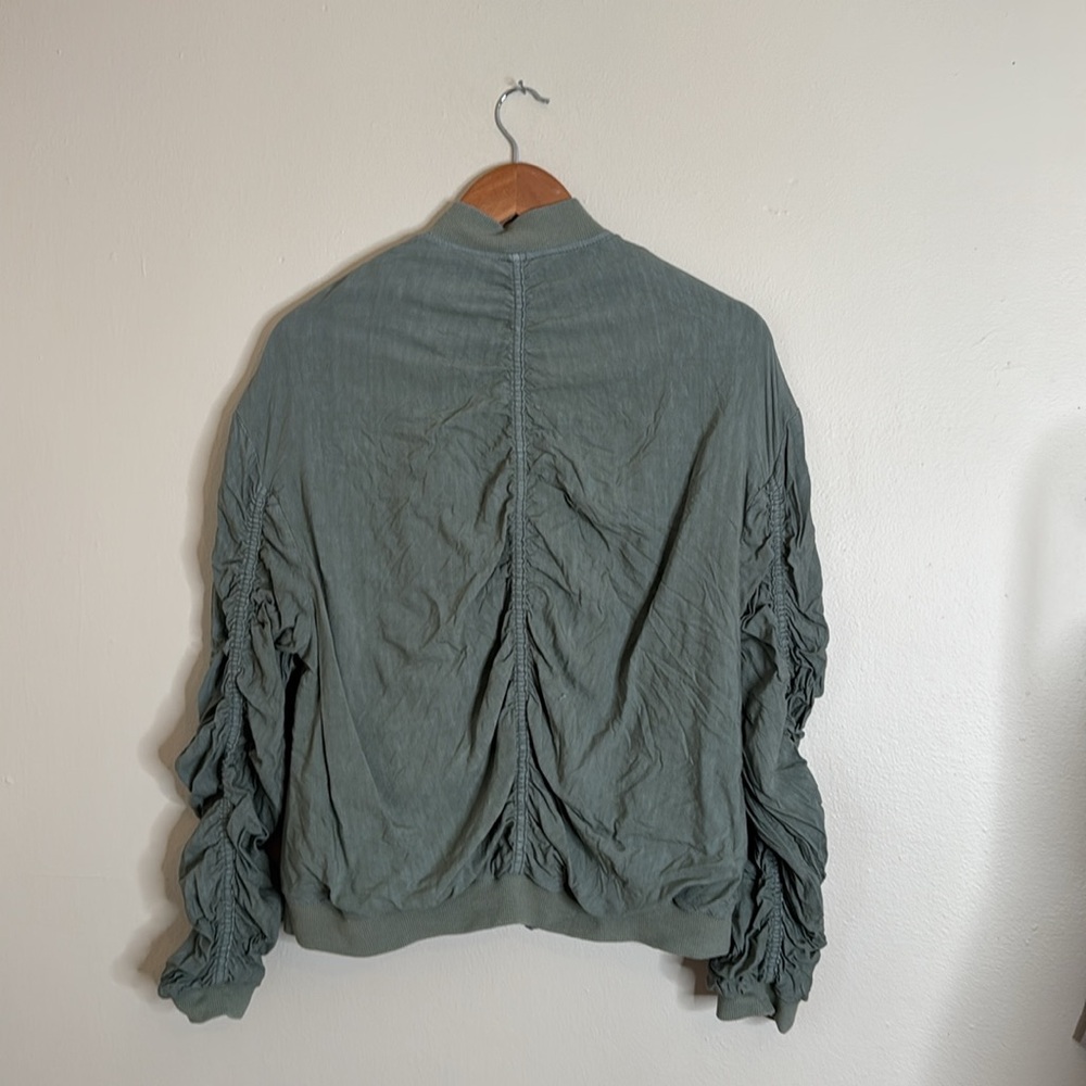 Free People Ruched Linen Bomber Jacket - Picture 6 of 10